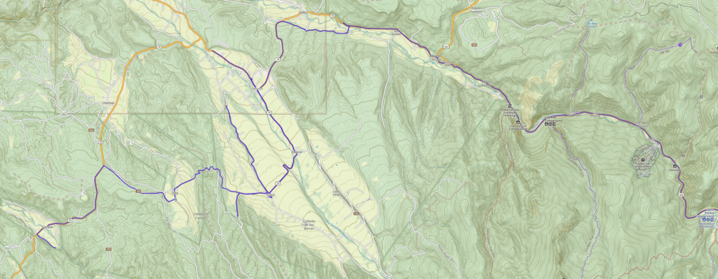 Exploring backroads routes between Peñasco and Trampas