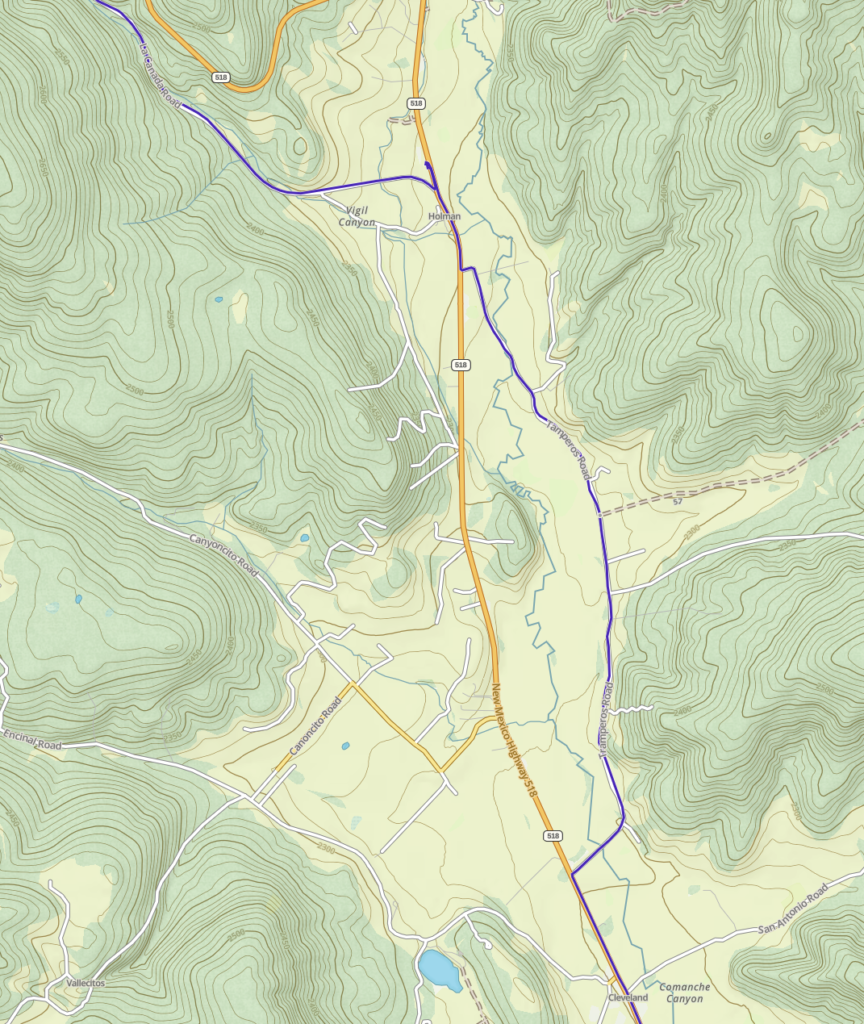 Another side-track exploration of Tramperos Road off of NM 518, heading towards the Pecos Wilderness and Carson National Forest.